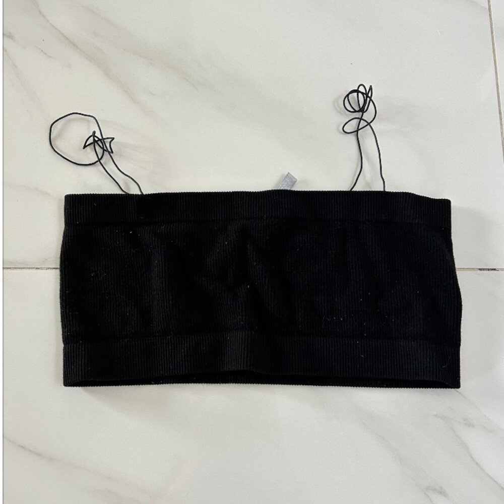 Black Essentials Bandeau Skinny Strap Top